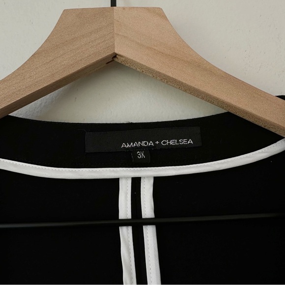 Amanda & Chelsea Black One Button White Piped Ponte Knit Blazer Jacket - Picture 7 of 7